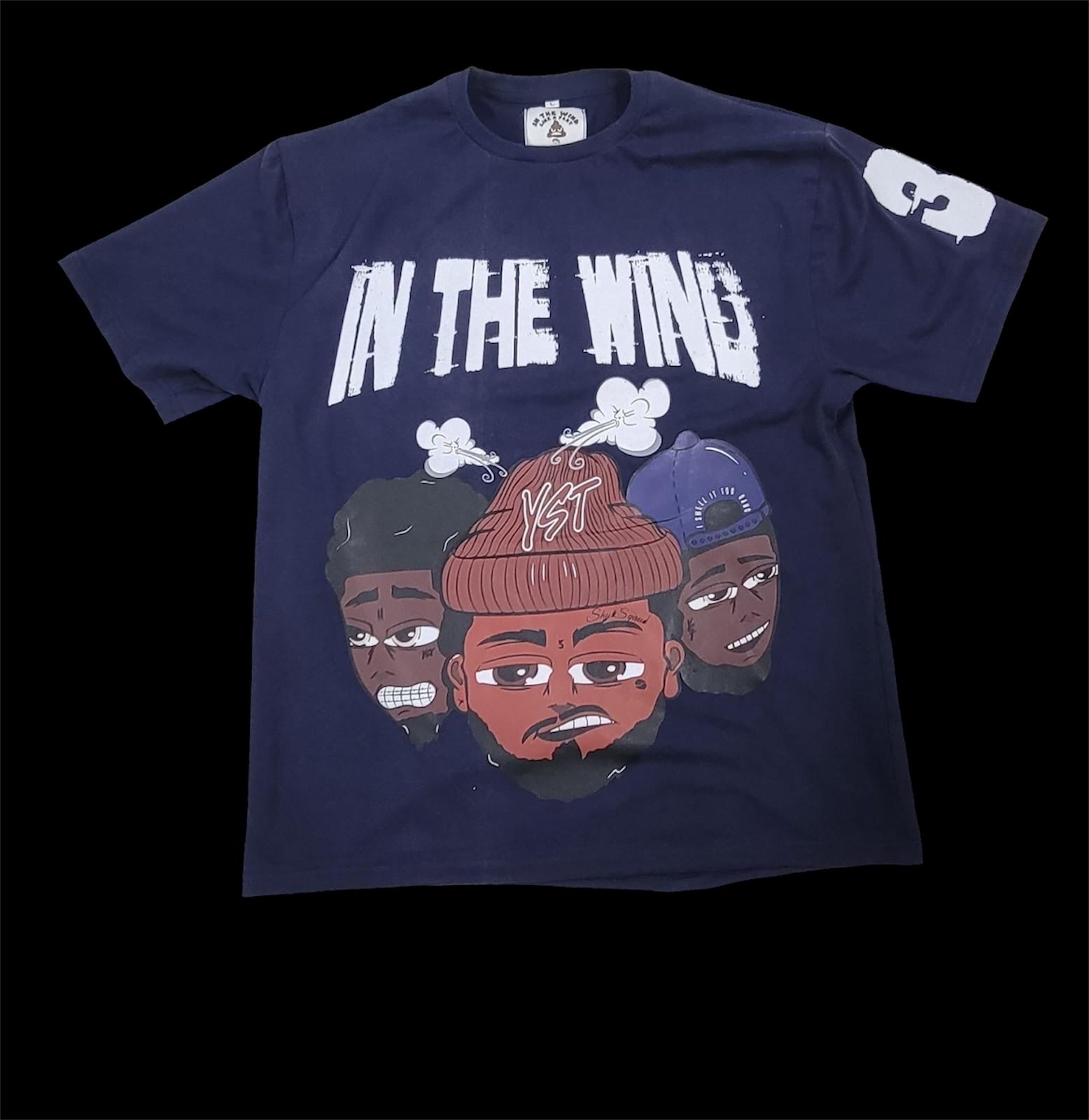 “In the wind” Graphic Tshirt Stone Washed Navy Blue